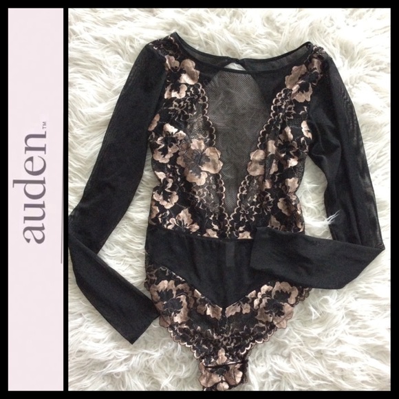 NWOT Auden Floral Lace Mesh Bodysuit - Picture 2 of 8